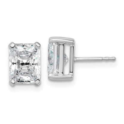 14K Weißgold Ohrstecker mit 4 ct. laborgezüchteten Diamanten im Radiant-Schliff, 4-Krappen-Fassung, VS/SI+ G+, schweres Gewicht