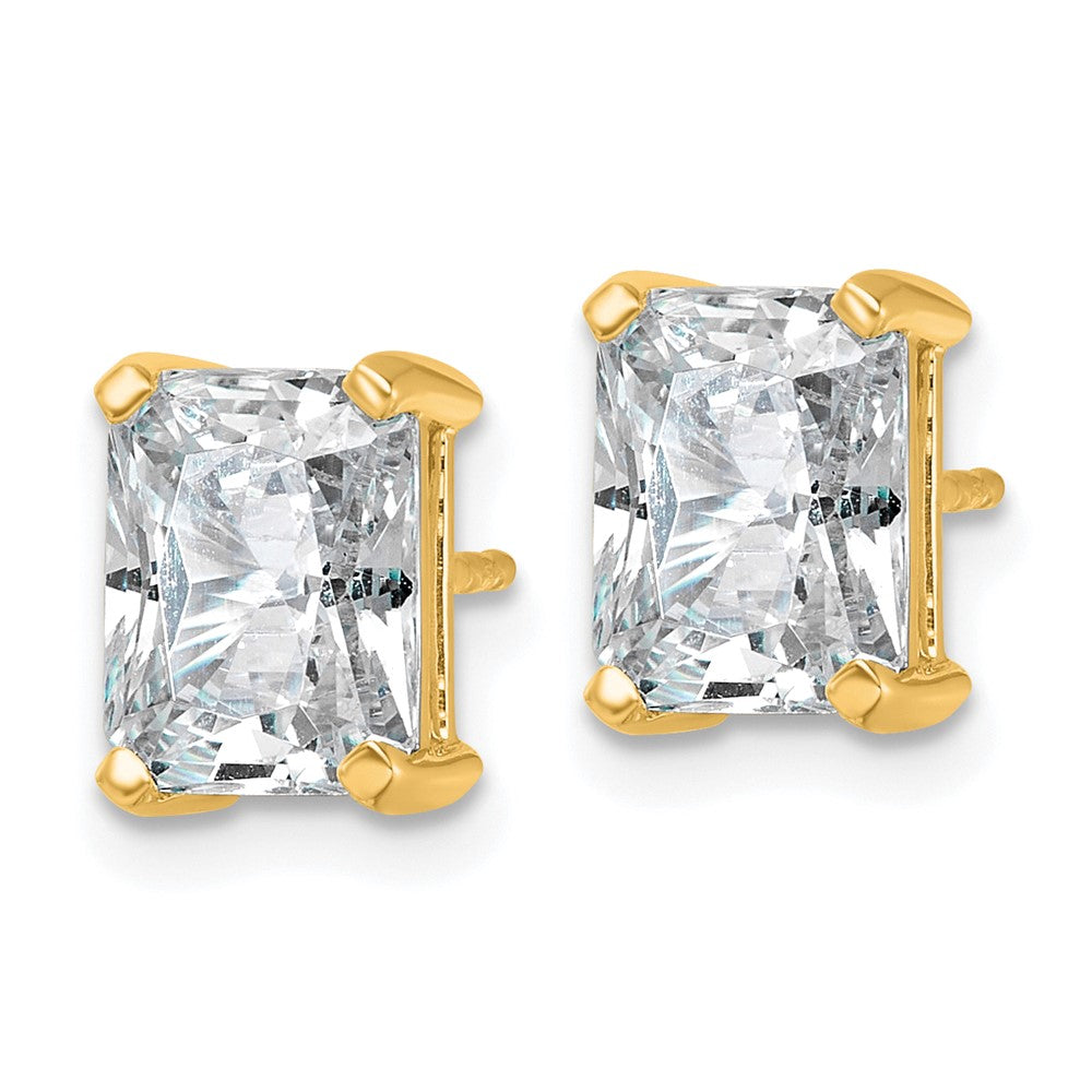 14K Gelbgold 4 ct. zertifizierte im Labor gezüchtete Diamant-Ohrstecker VS/SI+ G+ Radiant-Schliff 4-Krappen-Fassung Schweres Gewicht