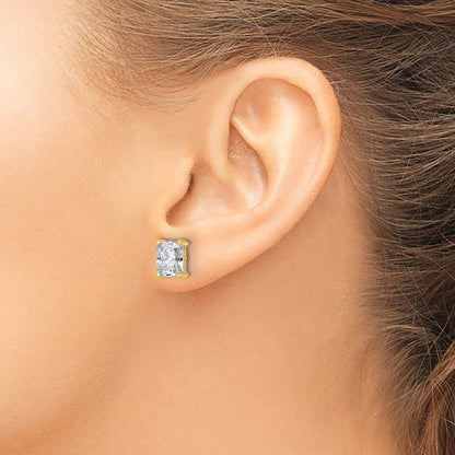 14K Gelbgold 4 ct. Labor Gezüchtete Diamant VS/SI+ G+ Radiant-Schliff 4-Krappen Schwere Ausführung Ohrstecker