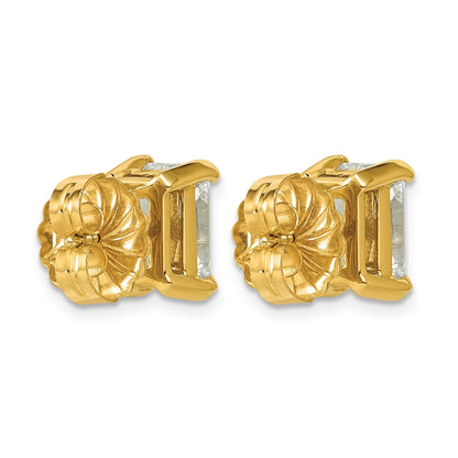 14K Gelbgold 4 ct. zertifizierte im Labor gezüchtete Diamant-Ohrstecker VS/SI+ G+ Radiant-Schliff 4-Krappen-Fassung Schweres Gewicht