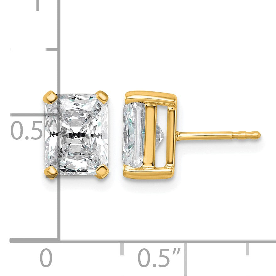 14K Gelbgold 4 ct. Labor Gezüchtete Diamant VS/SI+ G+ Radiant-Schliff 4-Krappen Schwere Ausführung Ohrstecker