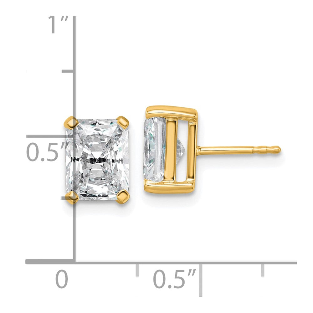 14K Gelbgold 4 ct. Labor Gezüchtete Diamant VS/SI+ G+ Radiant-Schliff 4-Krappen Schwere Ausführung Ohrstecker