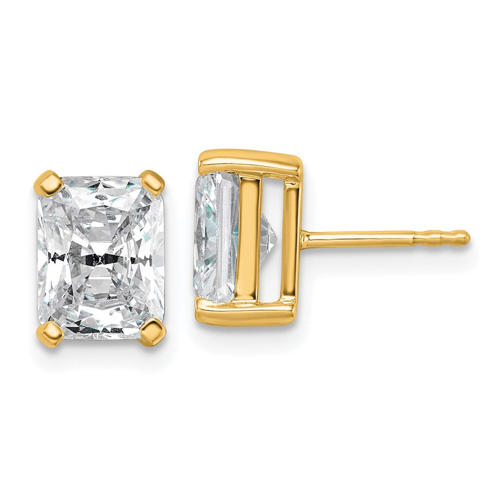 14K Gelbgold 4 ct. zertifizierte im Labor gezüchtete Diamant-Ohrstecker VS/SI+ G+ Radiant-Schliff 4-Krappen-Fassung Schweres Gewicht