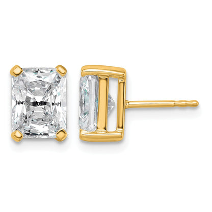 14K Gelbgold 4 ct. Labor Gezüchtete Diamant VS/SI+ G+ Radiant-Schliff 4-Krappen Schwere Ausführung Ohrstecker