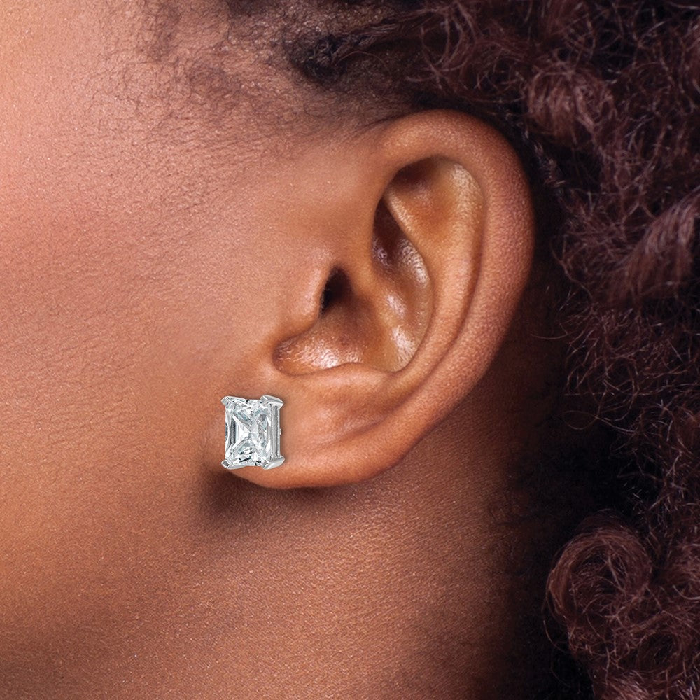 14K Weißgold Ohrstecker mit 5 ct. laborgezüchteten Diamanten, VS/SI+ G+, Radiant-Schliff, 4-Krappen-Fassung, schweres Gewicht