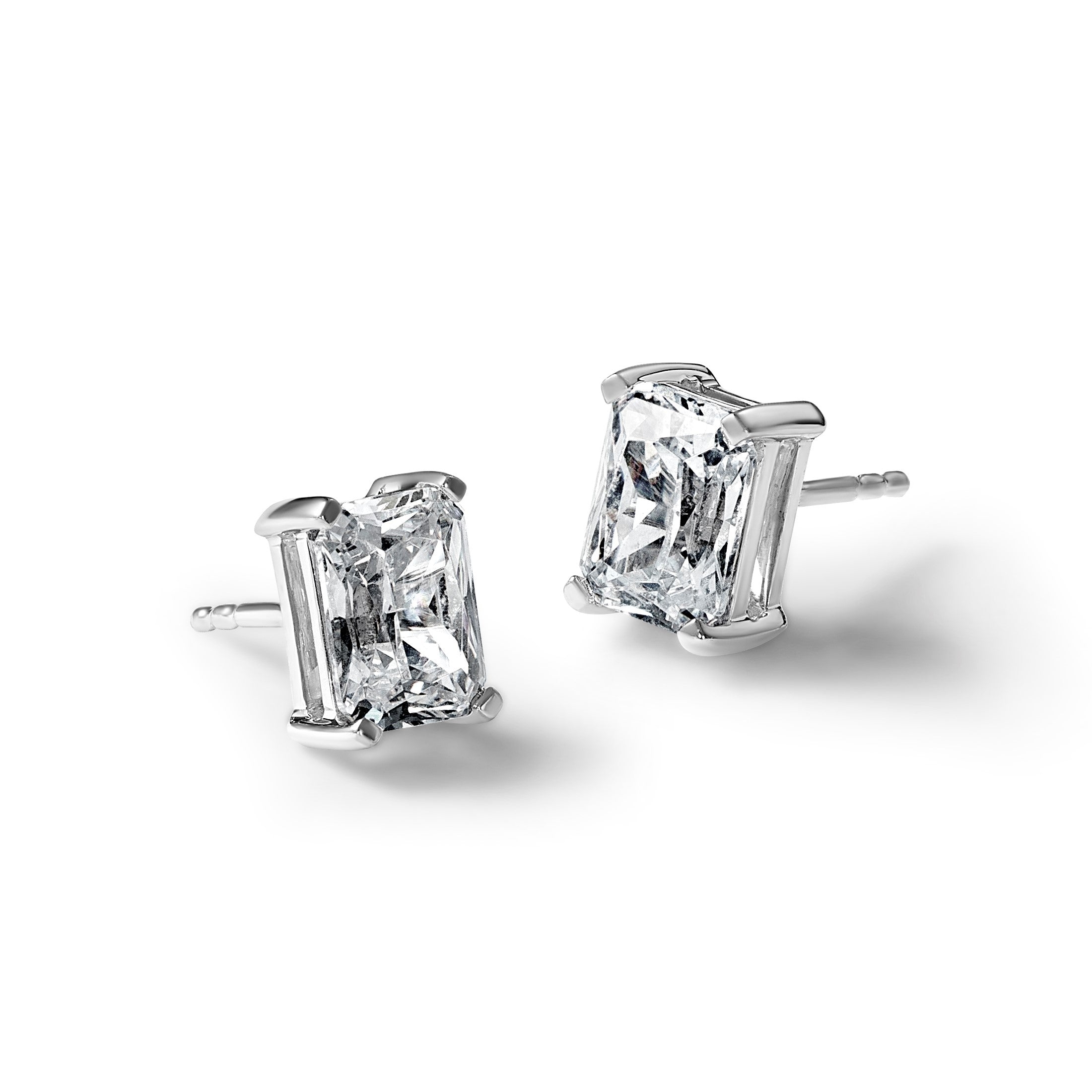 14K Weißgold 5 ct. zertifizierte im Labor gezüchtete Diamant VS/SI+ G+ Radiant-Schliff Solitär-Ohrstecker