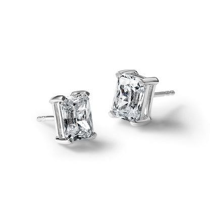 14K Weißgold Ohrstecker mit 5 ct. laborgezüchteten Diamanten, VS/SI+ G+, Radiant-Schliff, 4-Krappen-Fassung, schweres Gewicht