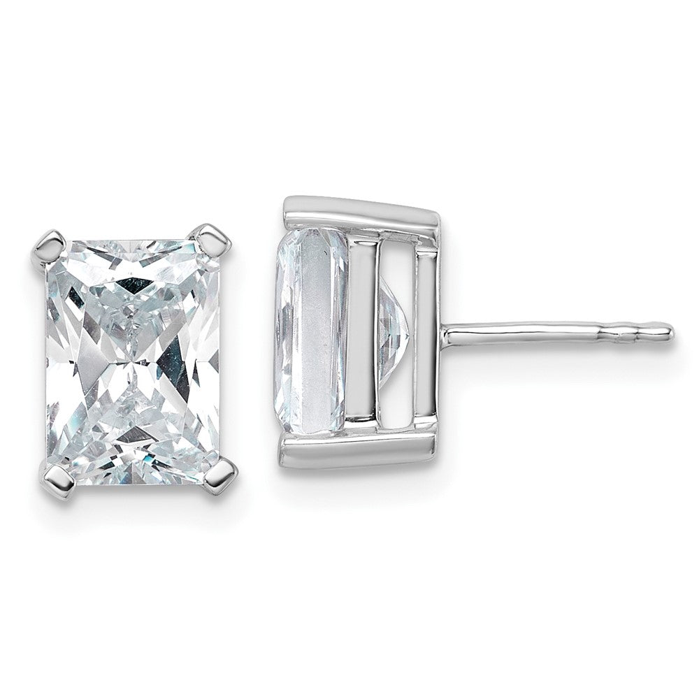 14K Weißgold Ohrstecker mit 5 ct. laborgezüchteten Diamanten, VS/SI+ G+, Radiant-Schliff, 4-Krappen-Fassung, schweres Gewicht