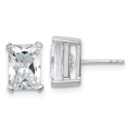 14K Weißgold Ohrstecker mit 5 ct. laborgezüchteten Diamanten, VS/SI+ G+, Radiant-Schliff, 4-Krappen-Fassung, schweres Gewicht