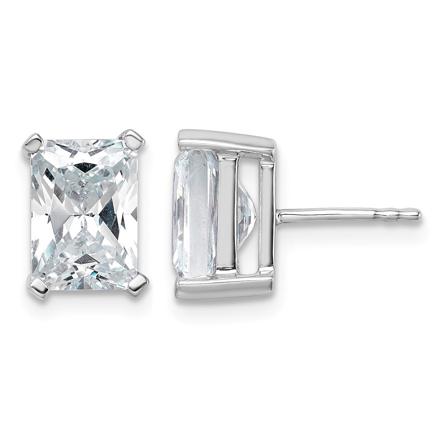 14K Weißgold Ohrstecker mit 5 ct. laborgezüchteten Diamanten, VS/SI+ G+, Radiant-Schliff, 4-Krappen-Fassung, schweres Gewicht