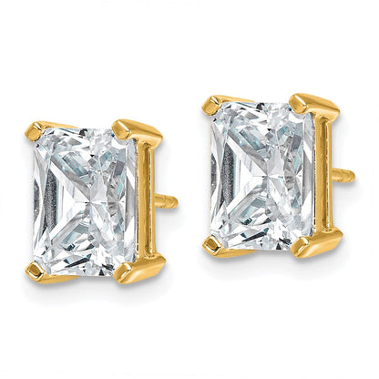 14K Gelbgold 5 ct. zertifizierte im Labor gezüchtete Diamanten VS/SI+ G+ Radiant-Schliff 4-Krappen Schweres Gewicht Ohrstecker