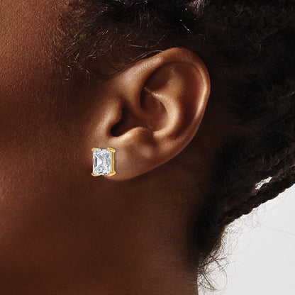 14K Gelbgold Laborgezüchtete Diamant-Ohrstecker, 5 ct. Gesamtgewicht, VS/SI+ G+, Radiant-Schliff, 4-Krappen-Fassung, hohes Gewicht