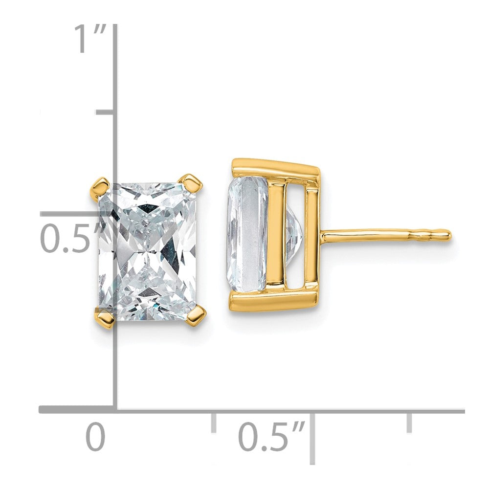 14K Gelbgold Laborgezüchtete Diamant-Ohrstecker, 5 ct. Gesamtgewicht, VS/SI+ G+, Radiant-Schliff, 4-Krappen-Fassung, hohes Gewicht