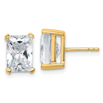 14K Gelbgold Laborgezüchtete Diamant-Ohrstecker, 5 ct. Gesamtgewicht, VS/SI+ G+, Radiant-Schliff, 4-Krappen-Fassung, hohes Gewicht