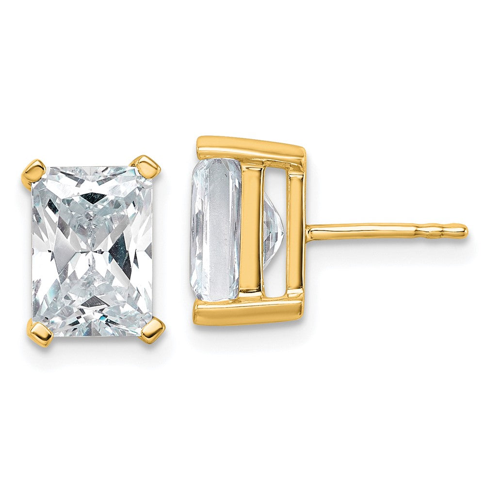 14K Gelbgold 5 ct. zertifizierte im Labor gezüchtete Diamanten VS/SI+ G+ Radiant-Schliff 4-Krappen Schweres Gewicht Ohrstecker