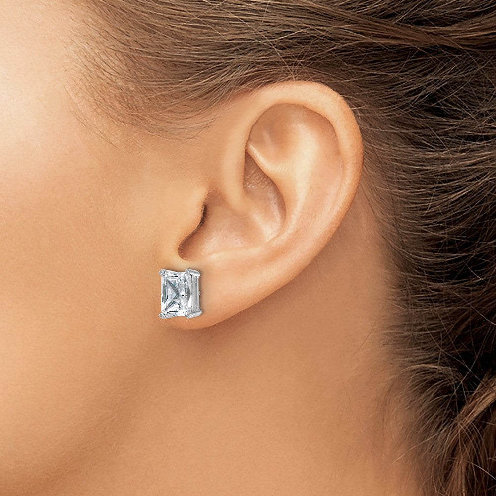 14K Weißgold Laborgezüchtete Diamanten 6 ct. VS/SI+ G+ Radiant-Schliff 4-Krappen Schwere Ausführung Ohrstecker