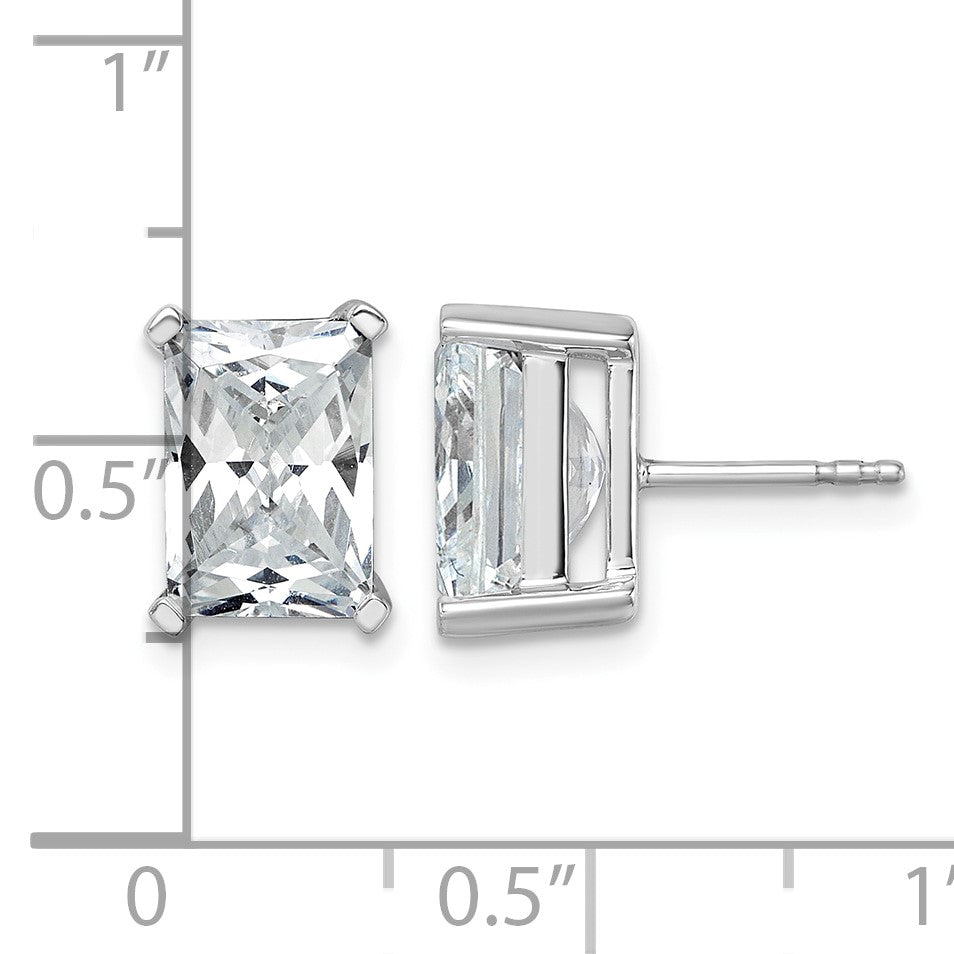14K Weißgold Ohrstecker mit 6 ct. zertifizierten im Labor gezüchteten Diamanten, VS/SI+ G+, Radiant-Schliff, 4-Krappen-Fassung, schweres Gewicht