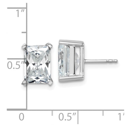 14K Weißgold Ohrstecker mit 6 ct. zertifizierten im Labor gezüchteten Diamanten, VS/SI+ G+, Radiant-Schliff, 4-Krappen-Fassung, schweres Gewicht