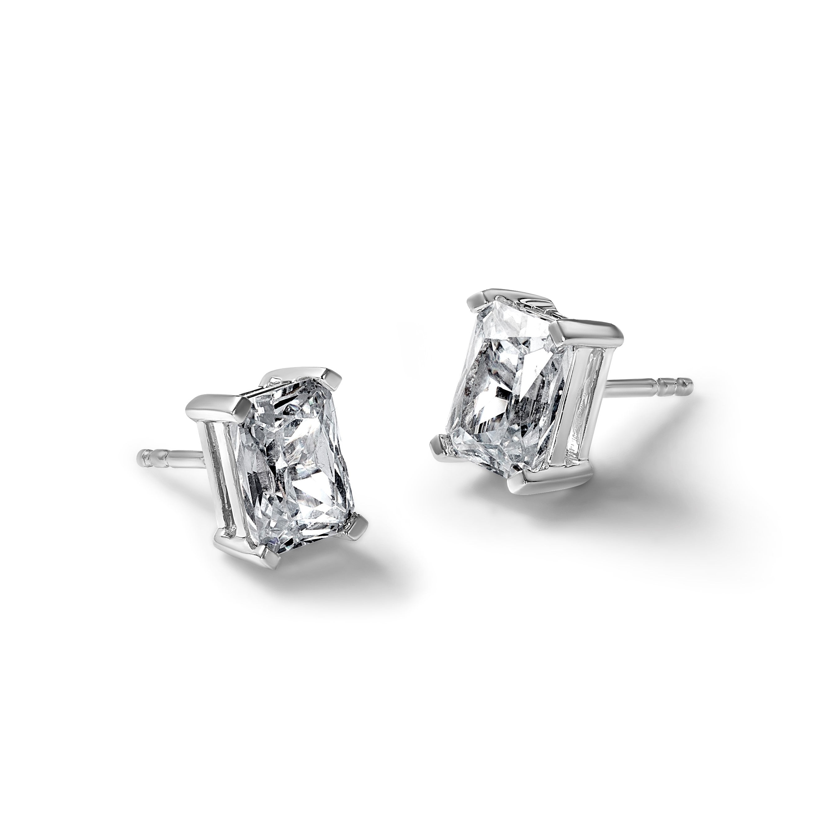 14K Weißgold Laborgezüchtete Diamanten 6 ct. VS/SI+ G+ Radiant-Schliff 4-Krappen Schwere Ausführung Ohrstecker