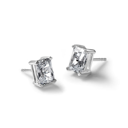 14K Weißgold Laborgezüchtete Diamanten 6 ct. VS/SI+ G+ Radiant-Schliff 4-Krappen Schwere Ausführung Ohrstecker