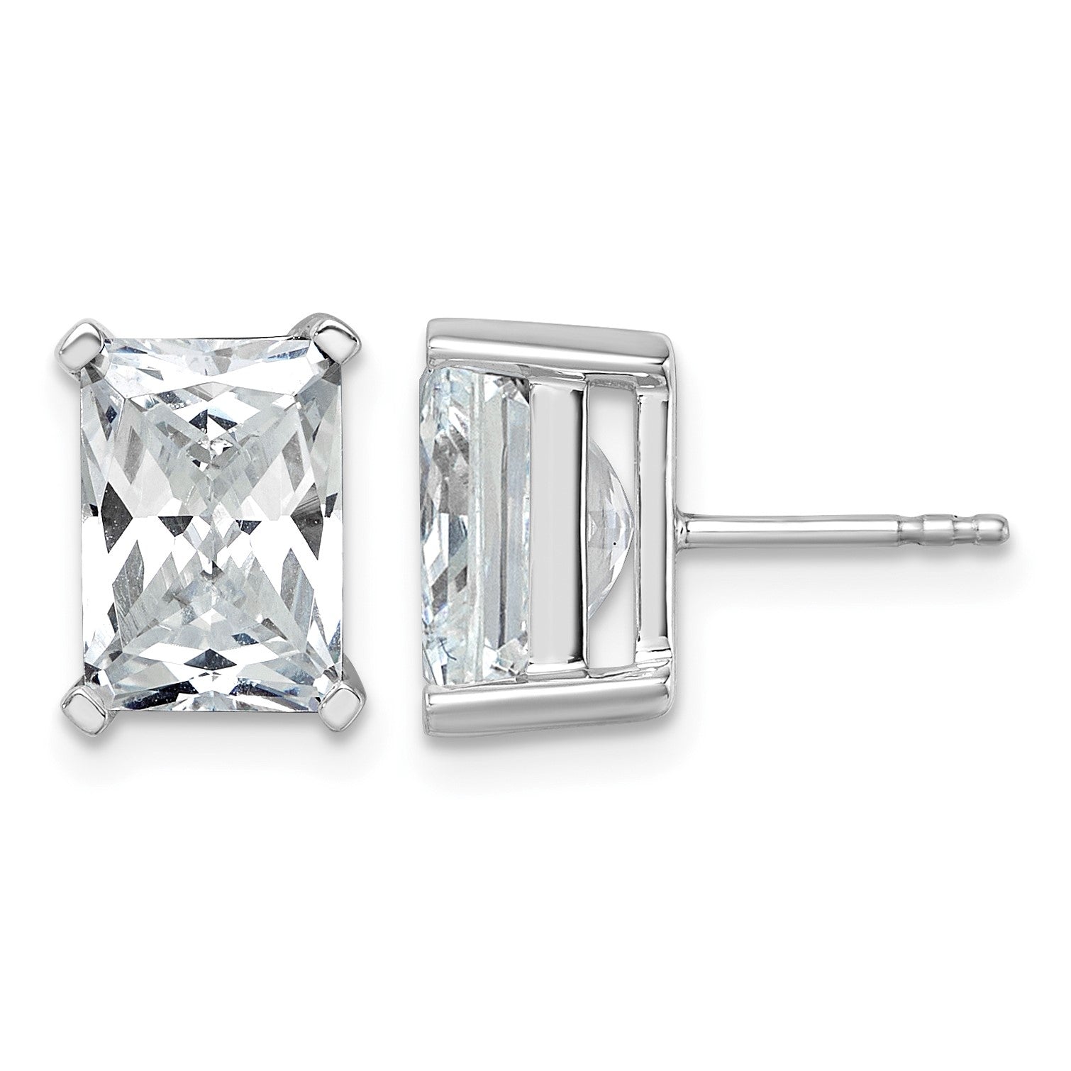 14K Weißgold Ohrstecker mit 6 ct. zertifizierten im Labor gezüchteten Diamanten, VS/SI+ G+, Radiant-Schliff, 4-Krappen-Fassung, schweres Gewicht