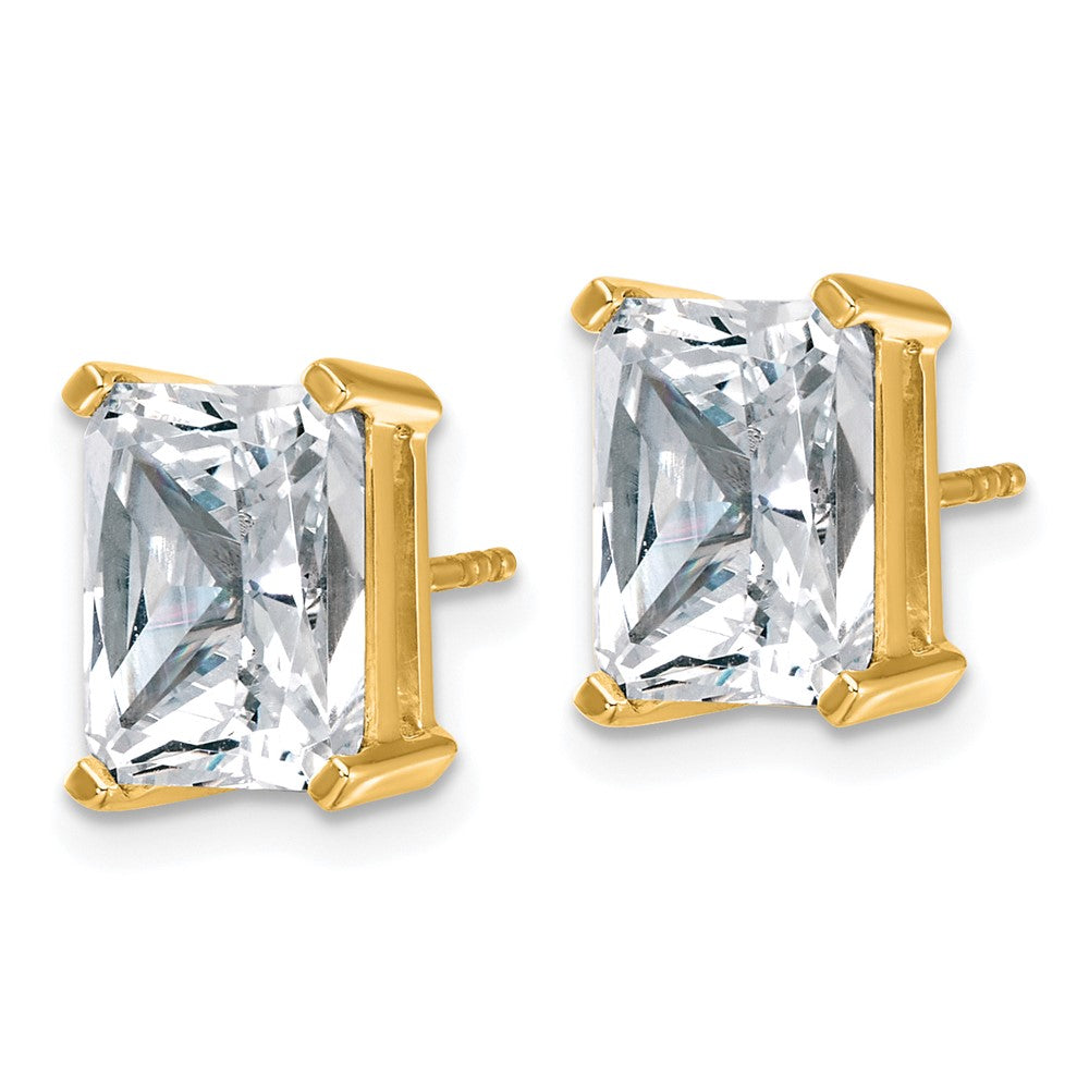 14K Gelbgold Ohrstecker mit 6 ct. Zertifizierten Laborgezüchteten Diamanten VS/SI+ G+ Radiant-Schliff 4-Krappenfassung Schwergewicht