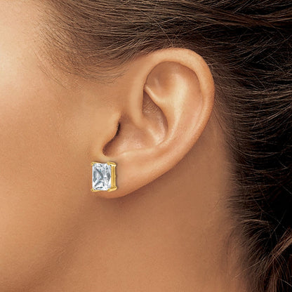 14K Gelbgold Ohrstecker mit 6 ct. Laborgezüchtetem Diamant im Radiant-Schliff, VS/SI+, G+, Solitär, komplett