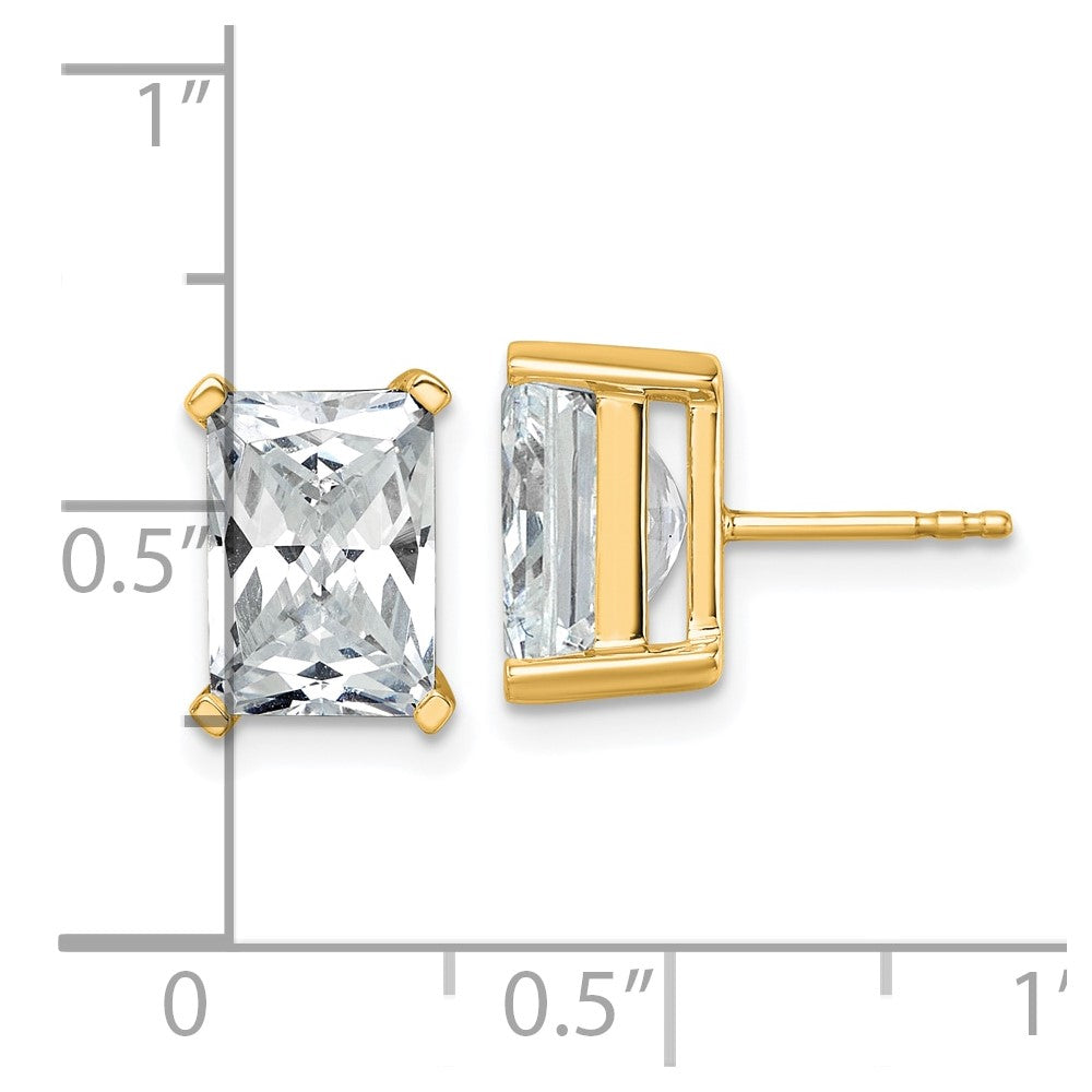 14K Gelbgold Ohrstecker mit 6 ct. Zertifizierten Laborgezüchteten Diamanten VS/SI+ G+ Radiant-Schliff 4-Krappenfassung Schwergewicht