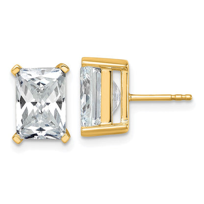 14K Gelbgold Ohrstecker mit 6 ct. Zertifizierten Laborgezüchteten Diamanten VS/SI+ G+ Radiant-Schliff 4-Krappenfassung Schwergewicht