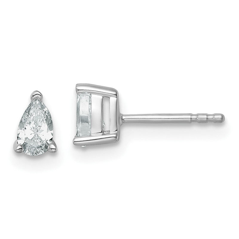 14K Weißgold Ohrstecker mit zertifizierten, im Labor gezüchteten Diamanten, 0,5 ct. Gesamtgewicht, VS/SI+ G+, Birnenschliff, 4-Krappen-Fassung, hohes Gewicht