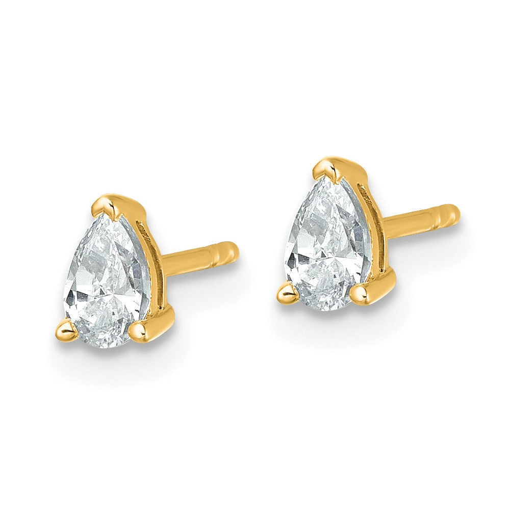14K Gelbgold Ohrstecker mit 0,5 ct. Labordiamanten im Birnenschliff, VS/SI+ G+, komplett mit Verschluss