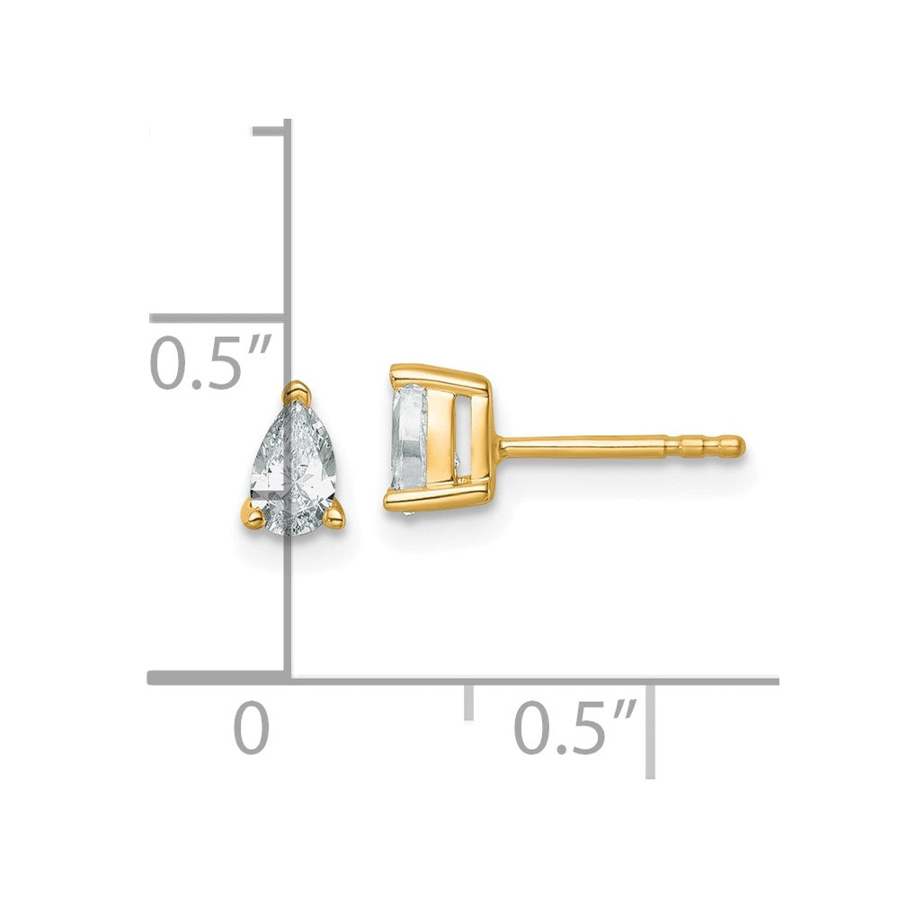 14K Gelbgold Ohrstecker mit 0,5 ct. zertifizierten, im Labor gezüchteten Diamanten, VS/SI+ G+, Birnenschliff, 4-Krappenfassung, schweres Gewicht
