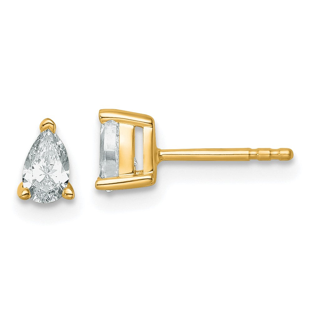 14K Gelbgold Ohrstecker mit 0,5 ct. Labordiamanten im Birnenschliff, VS/SI+ G+, komplett mit Verschluss