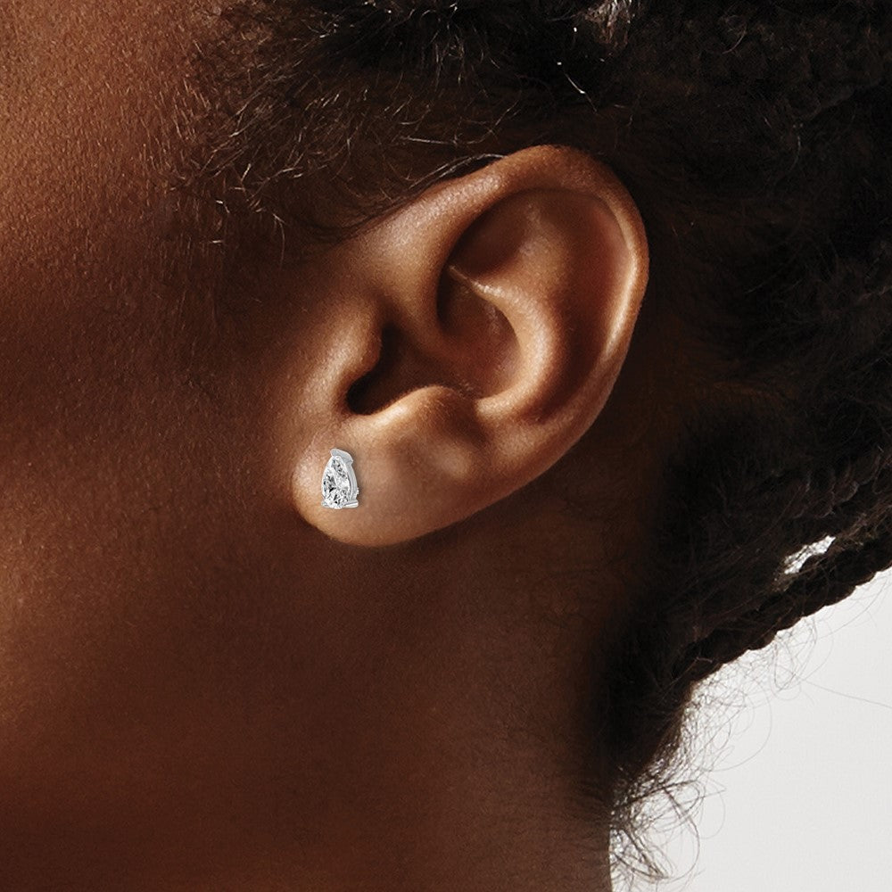 14K Weißgold Ohrstecker mit im Labor gezüchtetem Diamanten, birnenförmig, 5,85 x 3,0 mm, VS/SI FGH