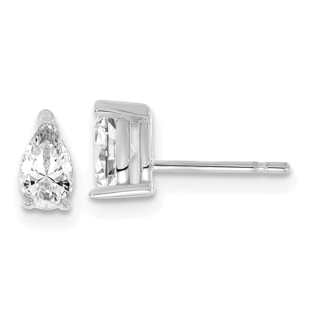 14K Weißgold Ohrstecker mit im Labor gezüchtetem Diamanten, birnenförmig, 5,85 x 3,0 mm, VS/SI FGH