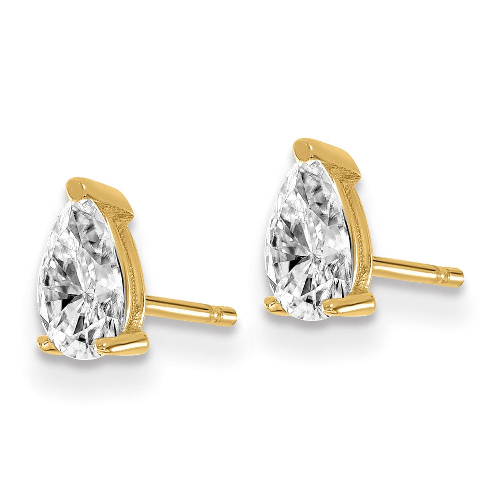 14K Gelbgold Ohrstecker mit 0,67 ct. Labor gezüchteten Diamanten, VS/SI+ G+, Birnenschliff, 4-Krappen-Fassung, hohes Gewicht