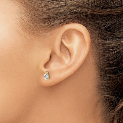 14K Gelbgold Ohrstecker mit 0,67 ct. Labor gezüchteten Diamanten, VS/SI+ G+, Birnenschliff, 4-Krappen-Fassung, hohes Gewicht