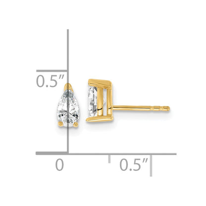 14K Gelbgold Ohrstecker mit 0,67 ct. Labor gezüchteten Diamanten, VS/SI+ G+, Birnenschliff, 4-Krappen-Fassung, hohes Gewicht