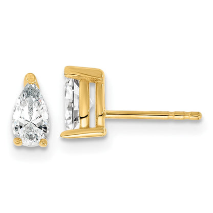 14K Gelbgold Ohrstecker mit 0,67 ct. Labor gezüchteten Diamanten, VS/SI+ G+, Birnenschliff, 4-Krappen-Fassung, hohes Gewicht