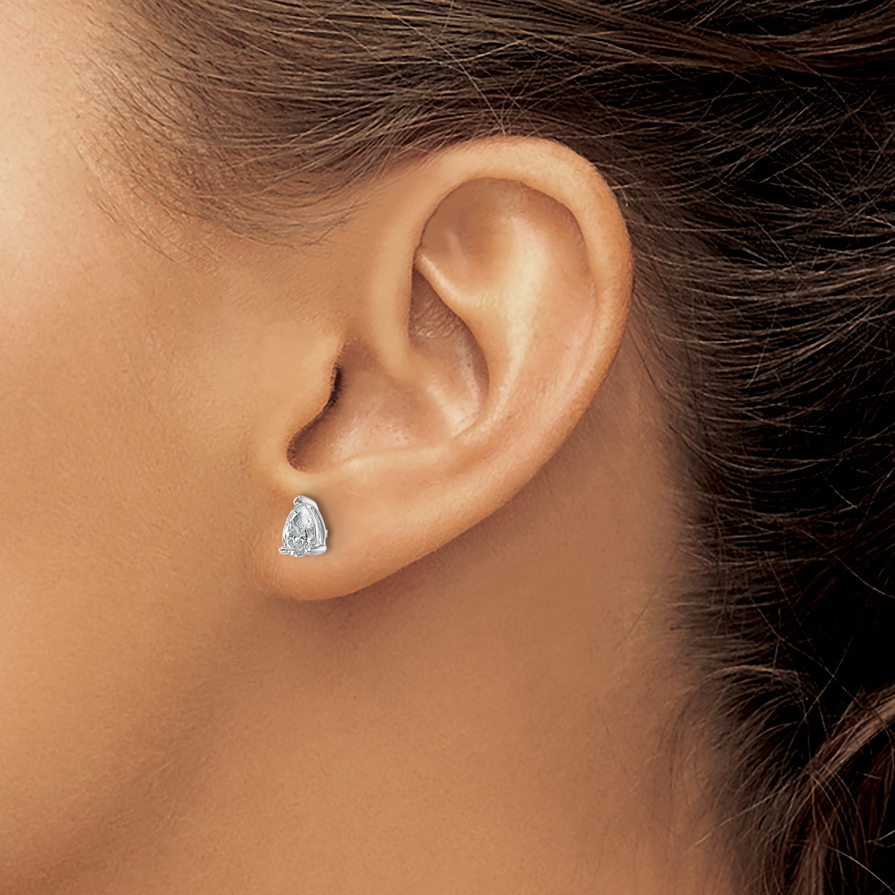 14K Weißgold 0,75 ct. zertifizierte Laborgezüchtete Diamant VS/SI+ G+ Birnenschliff 4-Krappen Heavy Wt. Ohrstecker