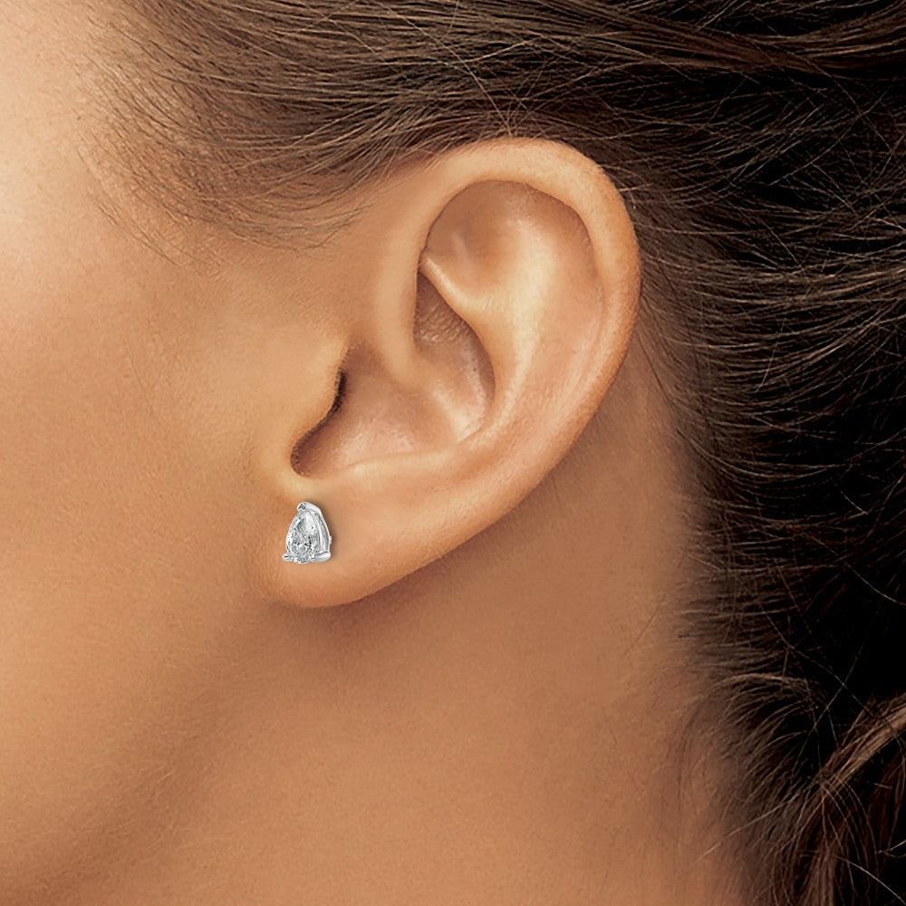14K Weißgold Ohrstecker mit 0,75 ct. Laborgezüchteten Diamanten, Birnenschliff, 4-Krappen-Fassung, VS/SI+ G+, Schwergewicht