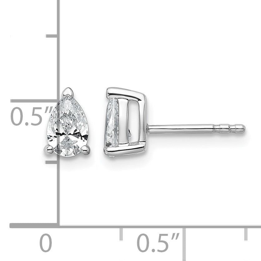 14K Weißgold Ohrstecker mit 0,75 ct. Laborgezüchteten Diamanten, Birnenschliff, 4-Krappen-Fassung, VS/SI+ G+, Schwergewicht