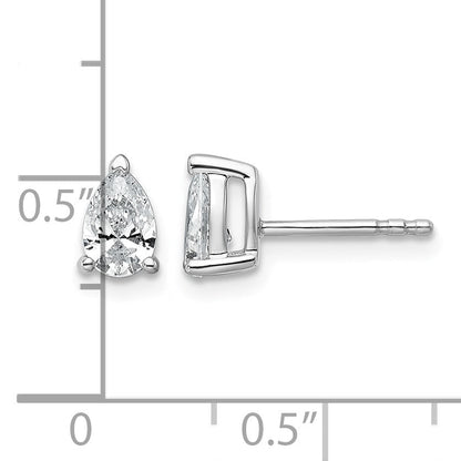 14K Weißgold Ohrstecker mit 0,75 ct. Laborgezüchteten Diamanten, Birnenschliff, 4-Krappen-Fassung, VS/SI+ G+, Schwergewicht