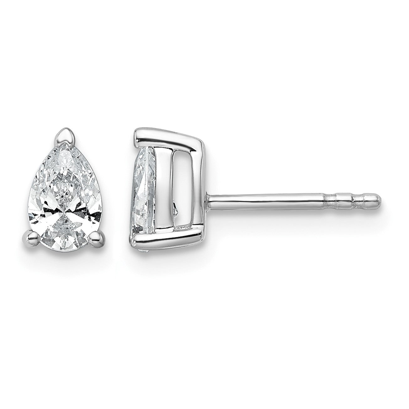 14K Weißgold 0,75 ct. zertifizierte Laborgezüchtete Diamant VS/SI+ G+ Birnenschliff 4-Krappen Heavy Wt. Ohrstecker