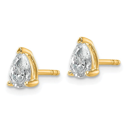 14K Gelbgold Ohrstecker mit 0,75 ct. zertifizierten, im Labor gezüchteten Diamanten, VS/SI+ G+, Birne, 4-Prong-Fassung, hohes Gewicht