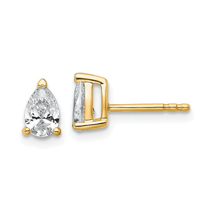 14K Gelbgold Ohrstecker mit 0,75 ct. zertifizierten, im Labor gezüchteten Diamanten, VS/SI+ G+, Birne, 4-Prong-Fassung, hohes Gewicht