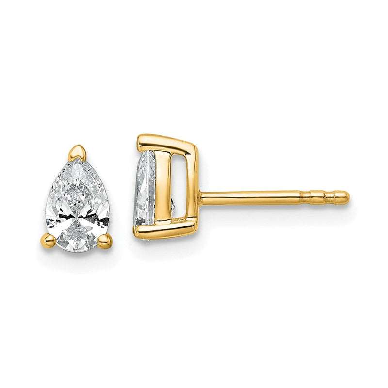 14K Gelbgold Ohrstecker mit 0,75 ct. zertifizierten, im Labor gezüchteten Diamanten, VS/SI+ G+, Birne, 4-Prong-Fassung, hohes Gewicht