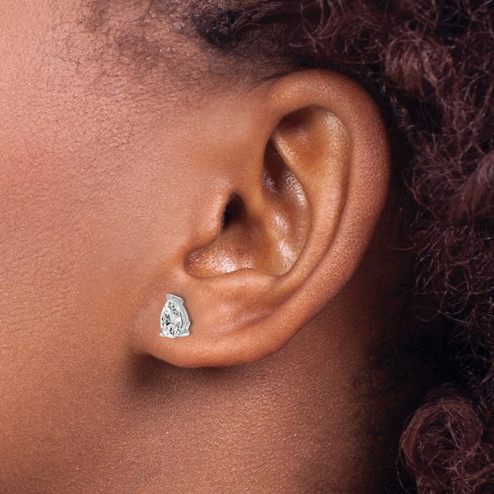 14K Weißgold Diamant (Labor gezüchtet) VS/SI+ G+ Birne Ohrstecker mit 4-Krappen-Fassung, Schwergewicht, 0,75 ct