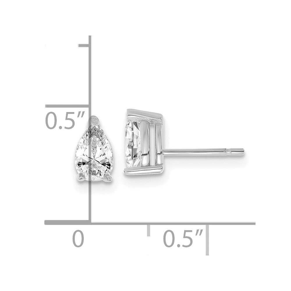 14K Weißgold Diamant (Labor gezüchtet) VS/SI+ G+ Birne Ohrstecker mit 4-Krappen-Fassung, Schwergewicht, 0,75 ct