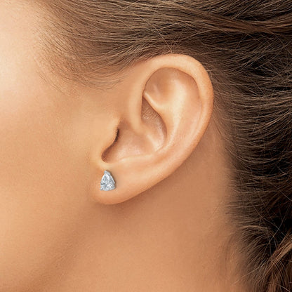 Ohrstecker aus 14K Weißgold mit 1 ct. zertifiziertem, im Labor gezüchtetem Diamant, VS/SI+ G+, Birnenform, komplett mit Steckpfosten